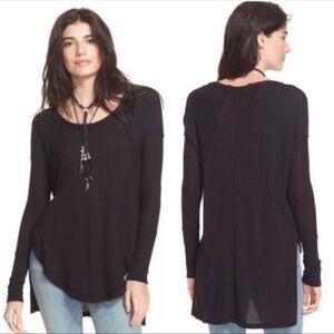 FREE PEOPLE | Ventura Black Oversized Waffle Knit Tunic Top Women’s Size X-Small